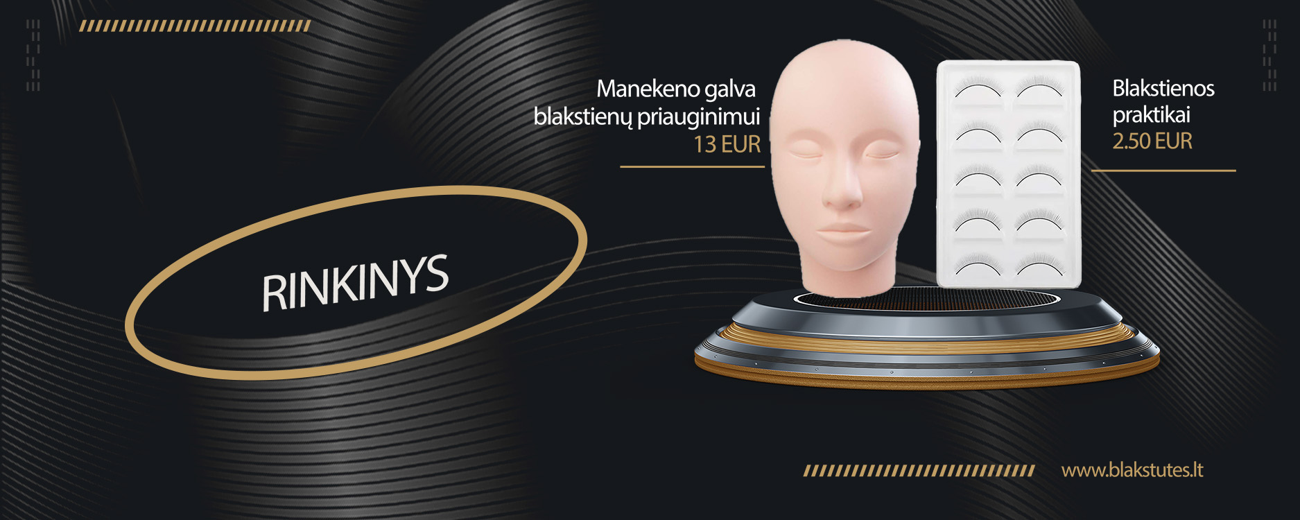 Manekeno galva ir praktikos blakstienos rinkinys
