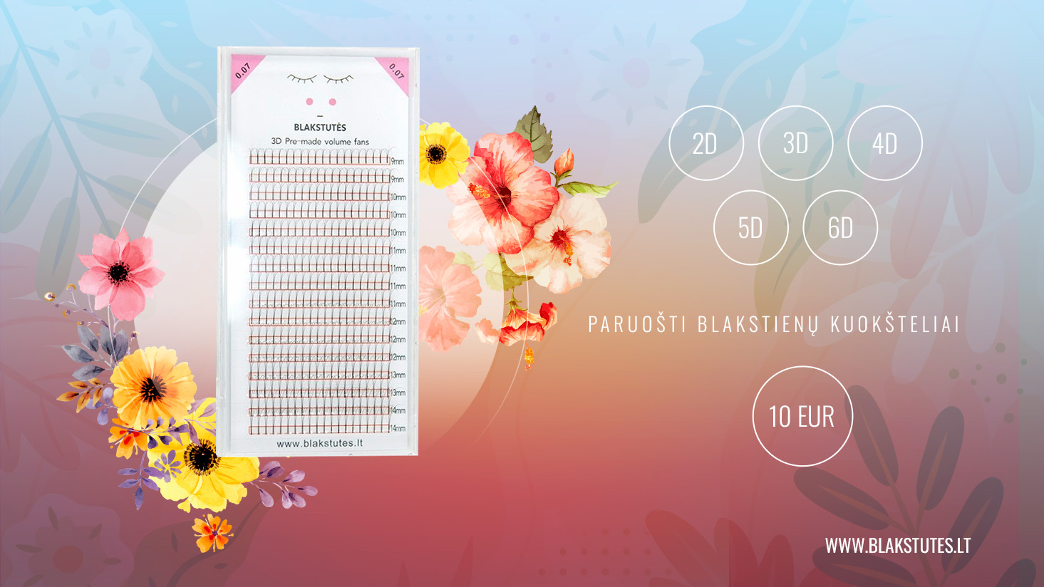 Paruošti kuokšteliai blakstienų priauginimui
